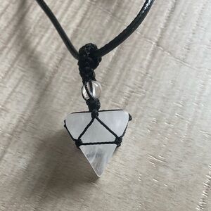 Pyramid Necklace Clear Stone on Cord